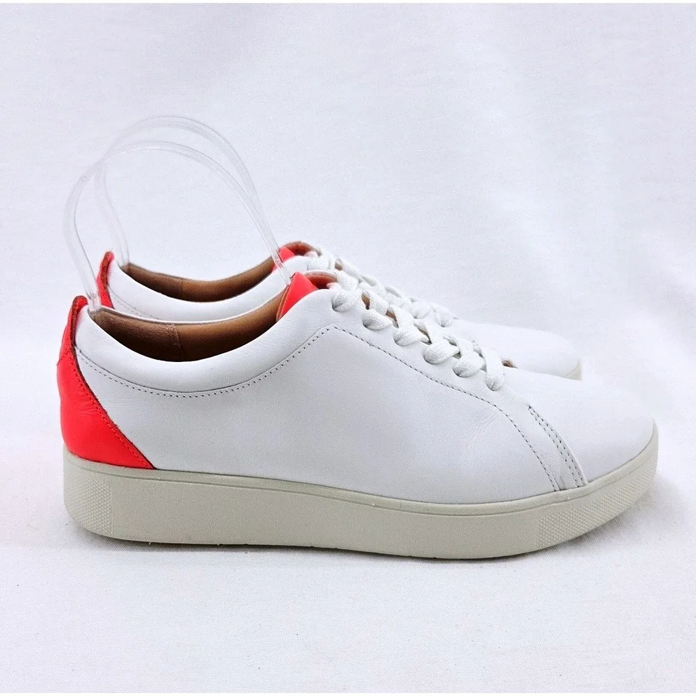 FitFlop Rally Neon-Pop Leather Sneakers‎ - Size 8